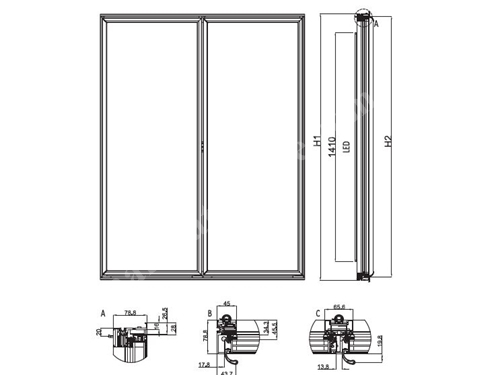 W75 Hinged Glass Door Systems For Cold Room & Freezer Cabinet