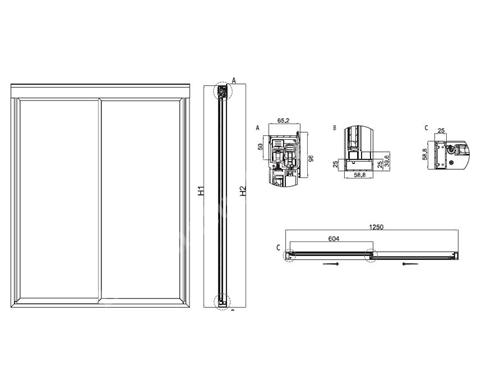 Q52 Sliding Glass Door Systems For Refrigerated Cabinet