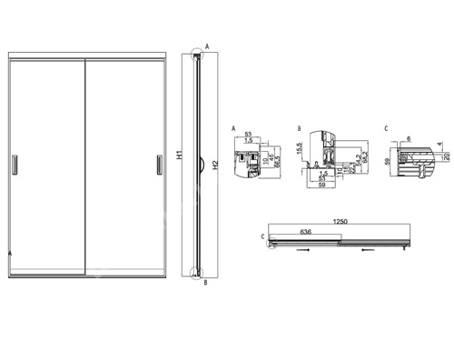 W50 Sliding Glass Door Systems For Refrigerated Cabinet