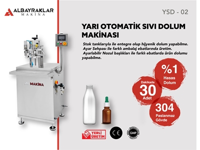 Paslanmaz Yarı Otomatik Sıvı Dolum Makinası - 0