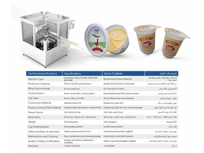 50-400Ml (1500-6000 Adet / Saat) Bardak Ayran Dolum Makinası - 1