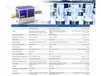 100-1000 ml (1000 Şişe / Saat) Şişe Yıkama Makinası - 1