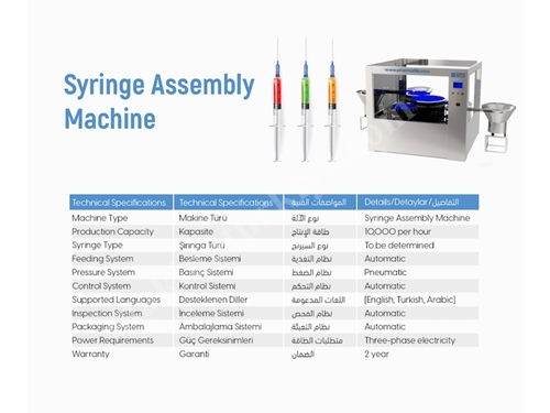 6000 Syringes/H Rotary High-Speed Assembly Filling And Closing Machines