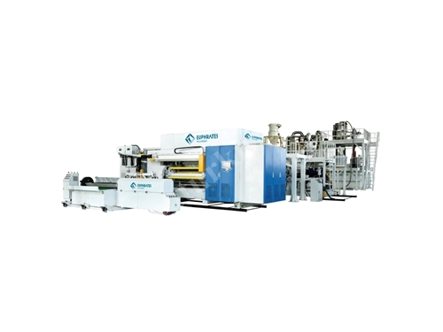 Machine de production de film étirable PVC à bobine double (1800 mm) de 350 kg/heure