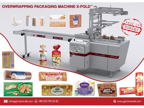 OWET 1000 Overwrapping Envelope-Type Packaging Machine (biscuits, rice cakes, wafers, soaps,etc)