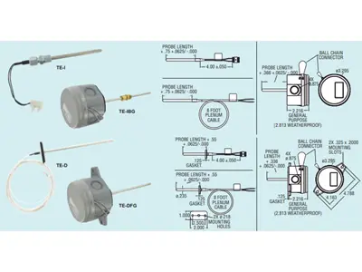 TE-TNS-N044N-14 Датчики температуры для автоматизации зданий, устанавливаемые в воздуховоды и погружения