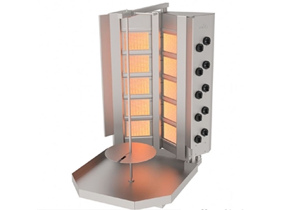 Machine à kebab gaz fixe en forme de V avec 10 brûleurs - 0