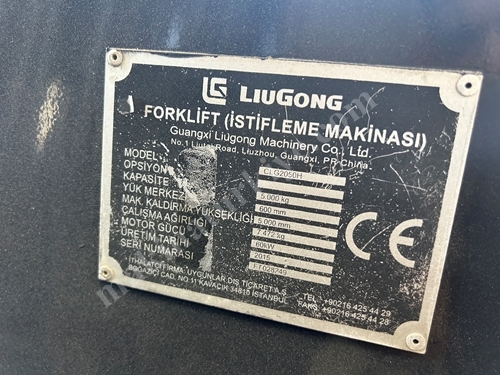 Liugong 5 Ton Dizel 5000Mm Tripleks Forklift