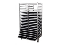 Stainless Double Row Tray Transport Cart - 0