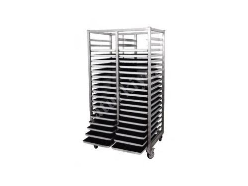Stainless Double Row Tray Transport Cart