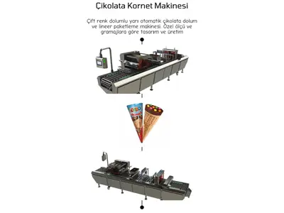 Tek Renk 4 Nozullu Cornet Dolum ve Paketleme Makinası