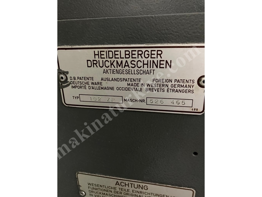 Heidelberg Sm 102 Zp 2 Renk Ofset Baskı Makinası