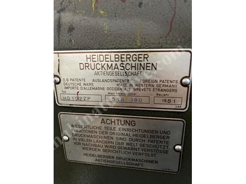 Heidelberg Hd 102 Zp 2 Renk Ofset Baskı Makinesi