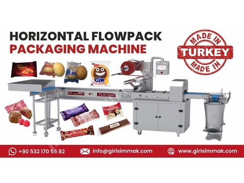 FLM 3000 Horizontale Flowpack-Verpackungsmaschine für Riegel mit halbautomatischer Produktzuführung
