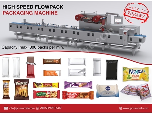 High Speed Horizontal Flowpack Packaging Machine with Auto Product Feeding