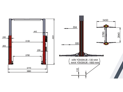 5 Ton Elektrohidrolik Şasesiz 2 Kolonlu Oto Lift - 1