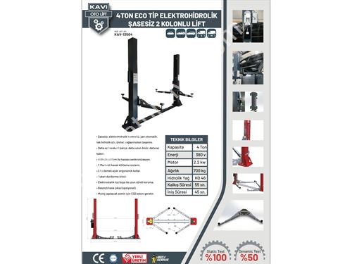 4 Ton Eco Type Electrohydraulic 2 Column Lift Without Chassis