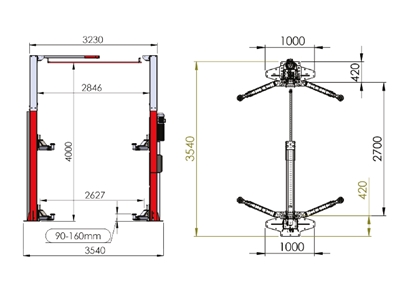 4 Ton Chassisless Electrohydraulic 2 Column Lift - 1