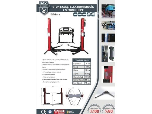 Electrohydraulic 2 Column Auto Lift With 4 Ton Chassis