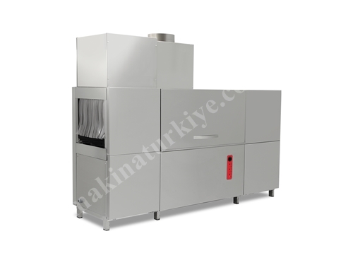 2200 Plates / Hour Dishwashing Machine with Left-Side Drying Tunnel Conveyor