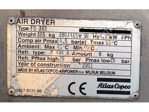 Déshydrateur d'air pour compresseur Atlas Copco Fd380