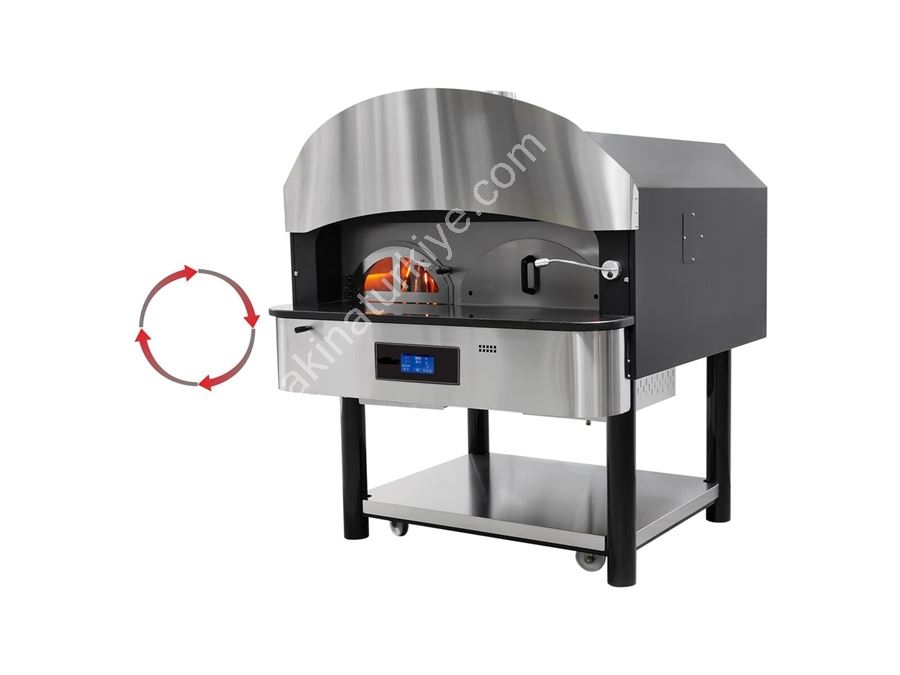 Gas- und Holzofen Pizzaofen mit drehbarem Boden