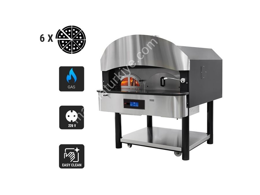 Gas- und Holzofen Pizzaofen mit drehbarem Boden