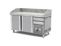 3-Door Granite Countertop Fan-Cooled Pizza Preparation Refrigerator - 0