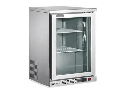 Серый барный холодильник с одной дверцей для бутылок емкостью 138 литров