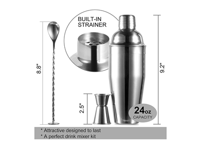 750 ml 3-teiliger Bar-Cocktailshaker - 3