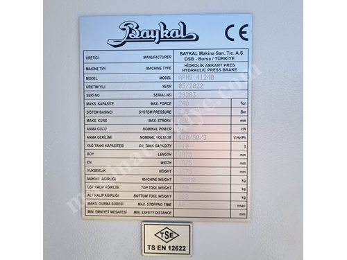 Baykal Aphs 41240 CNC-Abkantpresse