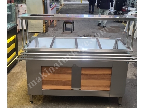 4-Tub Electric Stainless 140x65 cm Self-Service Food Display Bain-Marie