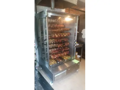 84-Piece (14 Skewers) Lava Stone Gas Chicken Rotisserie Machine