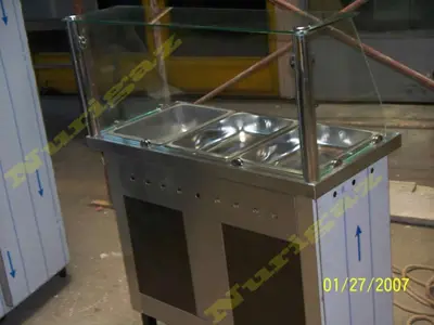 Stainless Steel 3 Compartment 100x45 Cm Floor Standing Bain-Marie Counter