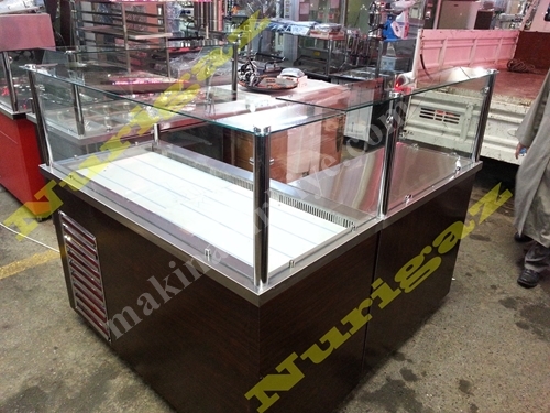 150x100 Cm L Type Refrigerated Raw Meatball Counter