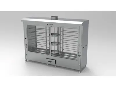 24 Skewer Medium Resting Natural Gas and LPG Double Showcase Chicken Rotisserie Machine