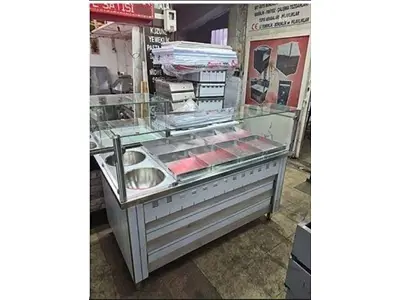 Нержавеющий 165X85x125 см 10-гнездный стол для горячих закусок с поддонами
