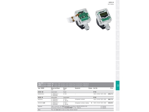 KCO2-SD Duct CO2 Sensors And Measuring Transducers