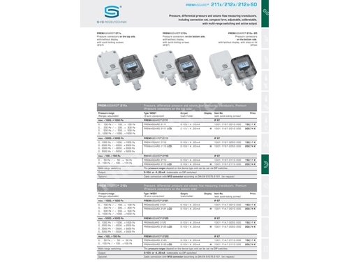 212X SD Differential Pressure And Volume Flow Measuring Transducers