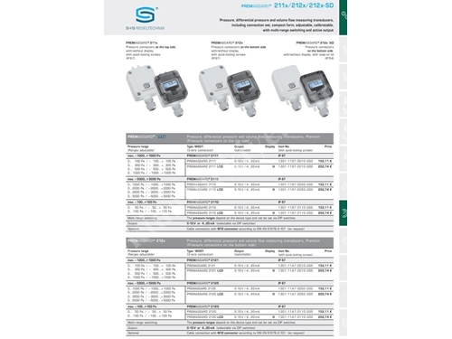 5000 Pa Differential Pressure And Volume Flow Measuring Transducers