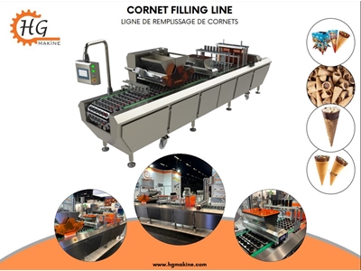 Machine de remplissage et d'emballage de cornets au chocolat à double couleur avec 6 buses - 3