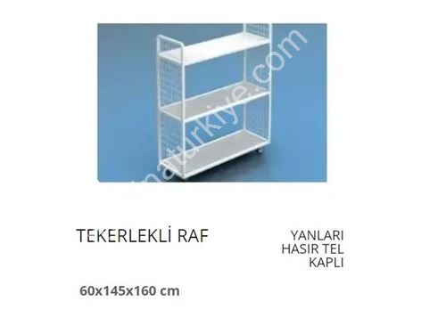 Confectionery Rack with Mesh Sides and Wheels 60x145x160 cm