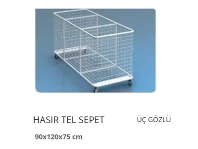 90x120x75 cm Üç Gözlü Hasır Tel Sepet - 0