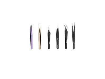 6-Piece Precision Electronic Tailor Multi-Purpose Straight and Curved Tip Tweezer Set