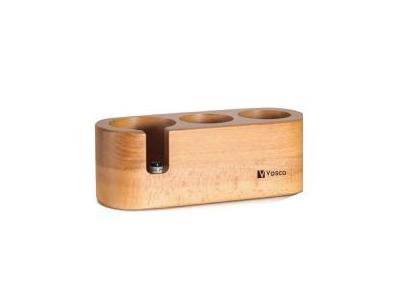 Tamper Mat en bois à trois compartiments sur pied - 0