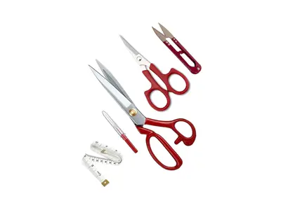 Набор профессиональных ножниц для ткани 10 штук с красными ручками, сталь, с именем, 25.5 см
