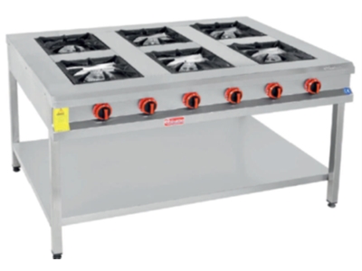 6-Burner Gas Cooker with Shelf Base - 0