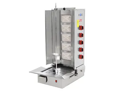 Machine à kebab à gaz motorisée inférieure de 60x70x120 cm, 5 rayons