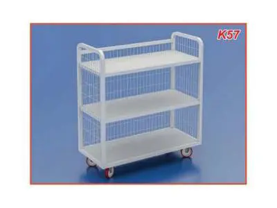 65x145x160 cm 3 Sided Mesh Wire Coated Wheeled Shelf
