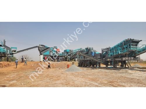 60-80 Ton / Saat 3 Şasili Mobil Taş Kırma Eleme Tesisi 